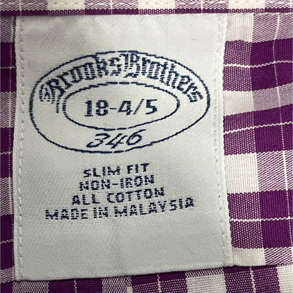 Brooks Brothers Men's Purple Plaid Button Up Shirt Sz 18 (EUR 46)