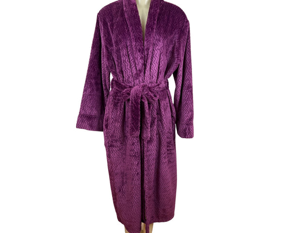 Chapter Club Womens Magenta Chevron Plush Bathrobe Size M/L - New