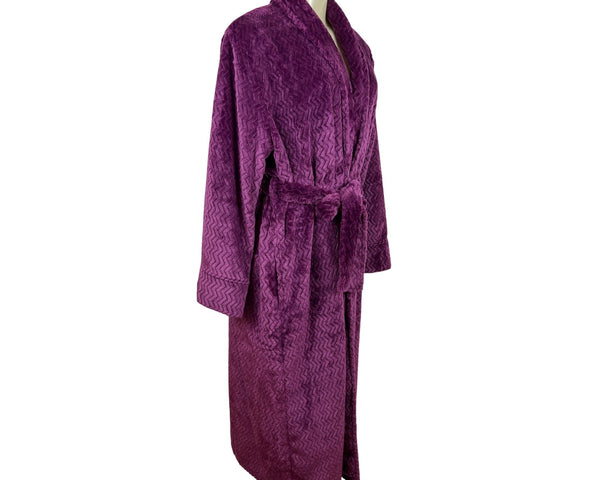 Chapter Club Womens Magenta Chevron Plush Bathrobe Size M/L - New