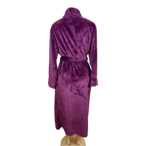 Chapter Club Womens Magenta Chevron Plush Bathrobe Size M/L - New