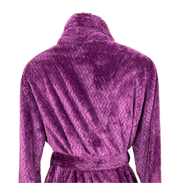 Chapter Club Womens Magenta Chevron Plush Bathrobe Size M/L - New