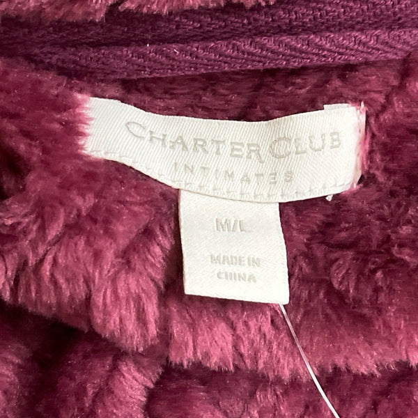 Chapter Club Womens Magenta Chevron Plush Bathrobe Size M/L - New