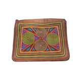 Handcrafted Leather Bag With Colorful Embroidered Geometric Design