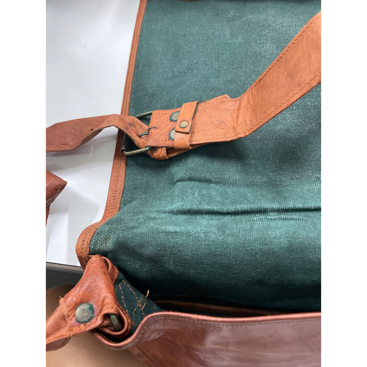 Handcrafted Leather Bag With Colorful Embroidered Geometric Design