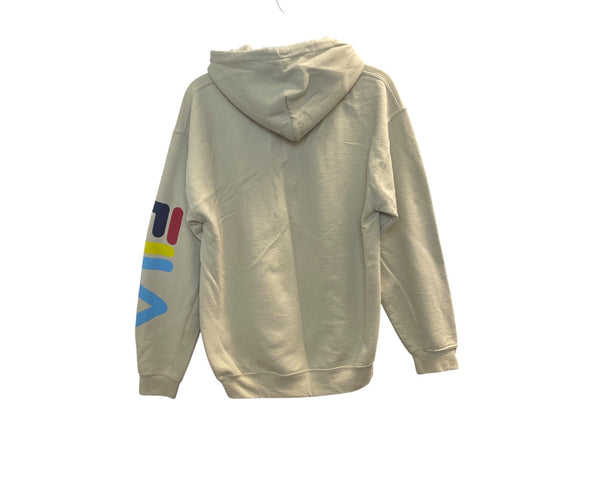 Fila Mens Beige Pullover Hoodie With Logo Graphic Front & Sleeve Pockets Cotton Blend M