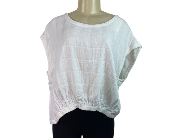 Grade & Gather Women’s White Textured Relaxed Fit Shirt Size L - New