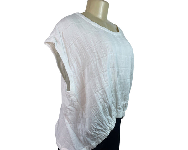 Grade & Gather Women’s White Textured Relaxed Fit Shirt Size L - New