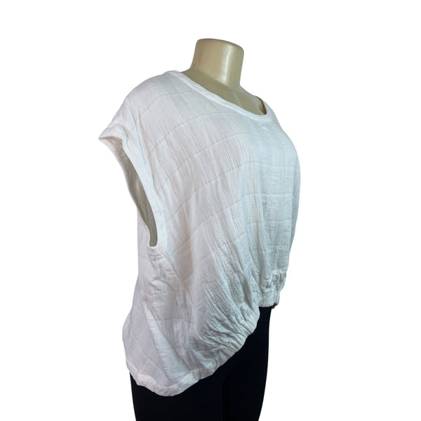 Grade & Gather Women’s White Textured Relaxed Fit Shirt Size L - New