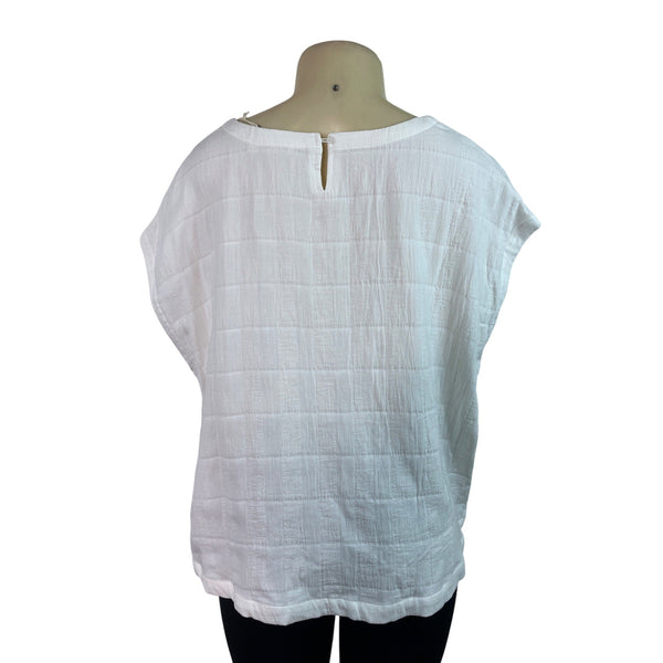 Grade & Gather Women’s White Textured Relaxed Fit Shirt Size L - New