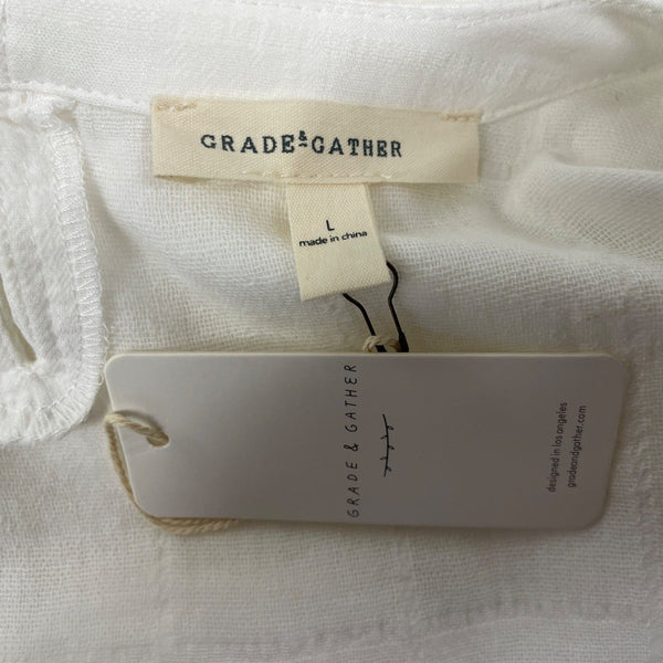 Grade & Gather Women’s White Textured Relaxed Fit Shirt Size L - New