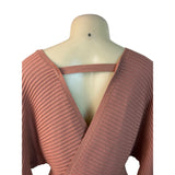 Love Tree Women's Salmon Ribbed Knit Bodycon Mini Dress With Dolman Sleeves Sz S