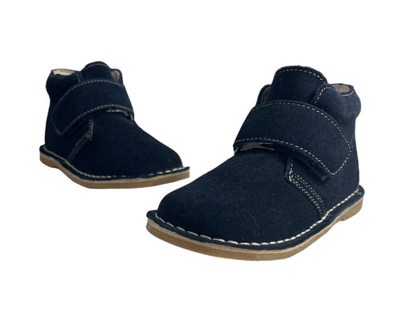 Toddler Navy Blue Suede Ankle Boots With Detachable Strap