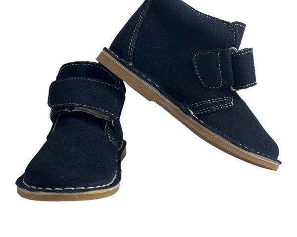 Toddler Navy Blue Suede Ankle Boots With Detachable Strap