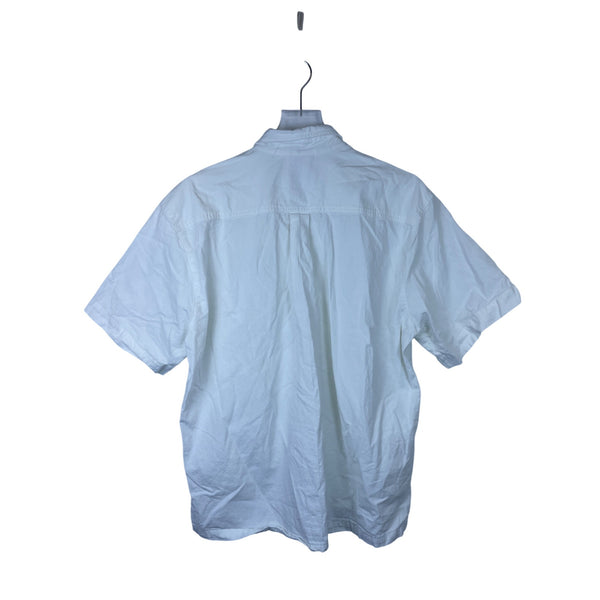 La Rueca Mens White Cotton Short Sleeve Embroidered Button-Up Shirt Medium Casual