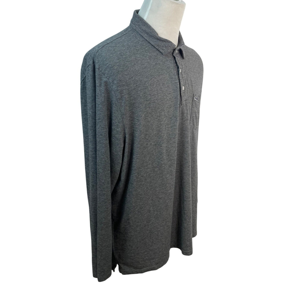 Vineyard Vines Mens Heather Gray Long Sleeve Polo Shirt Size 2XL