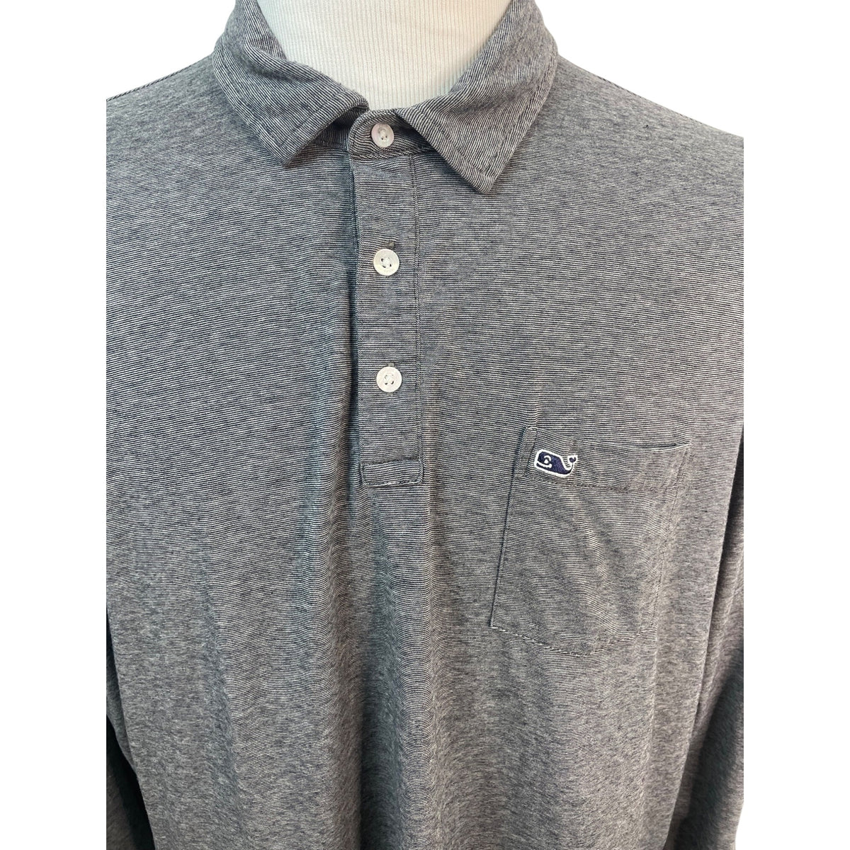 Vineyard Vines Mens Heather Gray Long Sleeve Polo Shirt Size 2XL