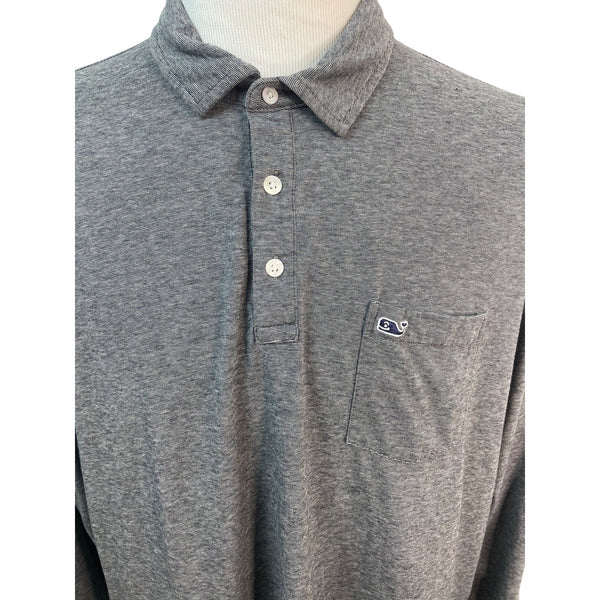 Vineyard Vines Mens Heather Gray Long Sleeve Polo Shirt Size 2XL