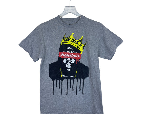Horizon Mens Gray Cotton Graphic Notorious Print Short Sleeve T-Shirt Size L
