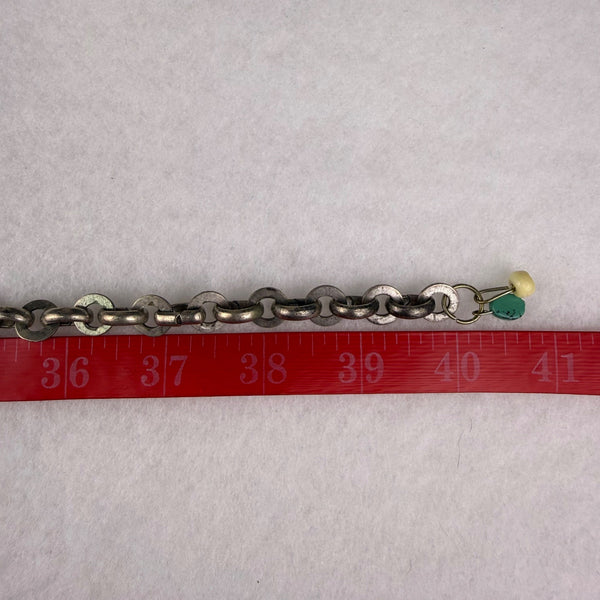 Chicos Womens Multicolor Beaded Mosaic Belt Silver-Tone Adjustable Chain