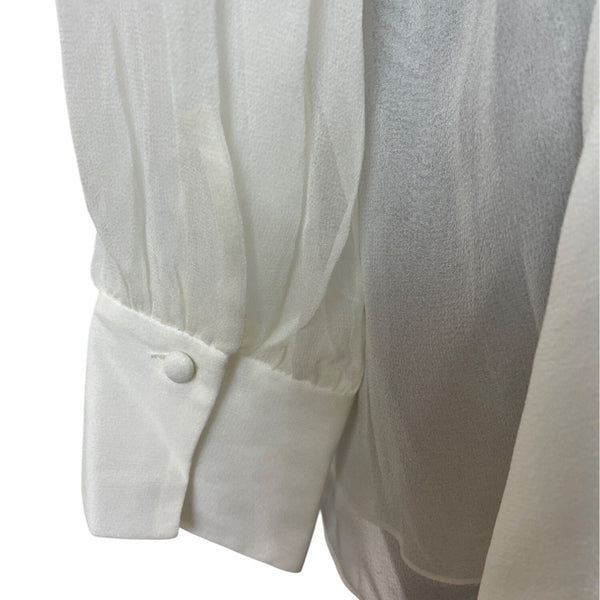 Worth New York Women’s Sheer White Long Sleeve Chiffon Blouse Sz 12 - New