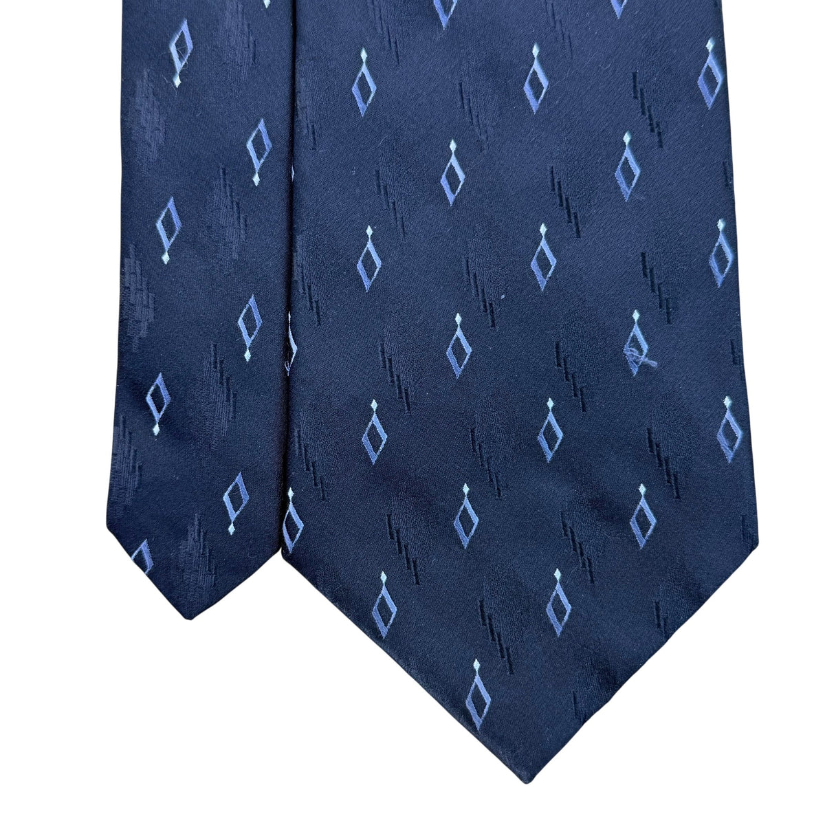Axist Mens Navy Blue Silk Patterned Tie With Geometric Diamond Design Classic Length