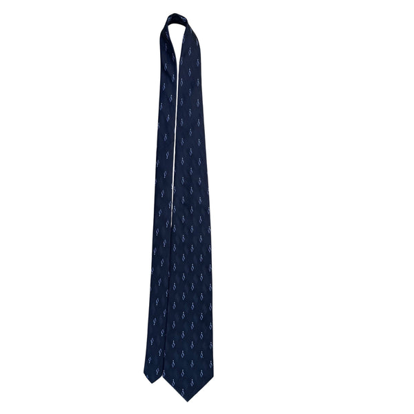 Axist Mens Navy Blue Silk Patterned Tie With Geometric Diamond Design Classic Length