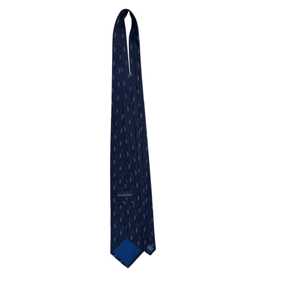Axist Mens Navy Blue Silk Patterned Tie With Geometric Diamond Design Classic Length
