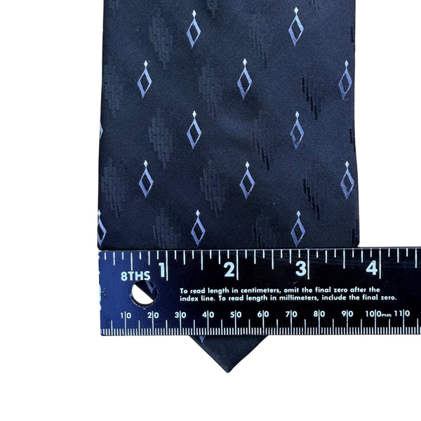 Axist Mens Navy Blue Silk Patterned Tie With Geometric Diamond Design Classic Length
