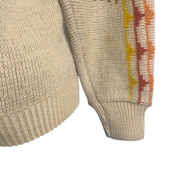 Pendleton Mens Beige Wool Sweater Multicolor Native American Print Size M