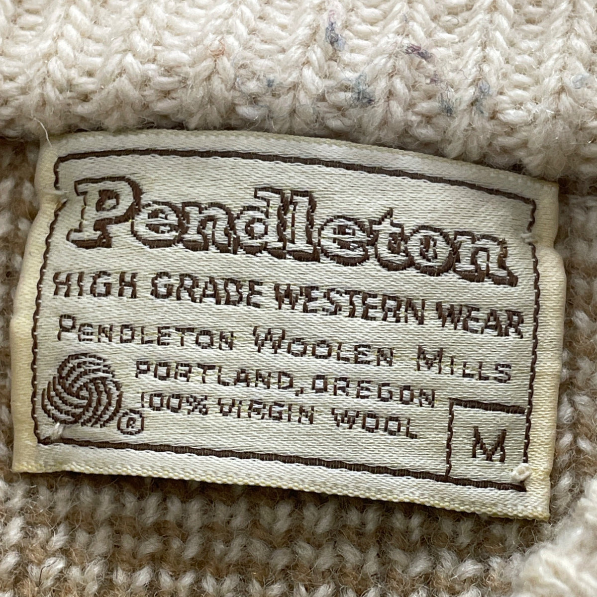 Pendleton Mens Beige Wool Sweater Multicolor Native American Print Size M