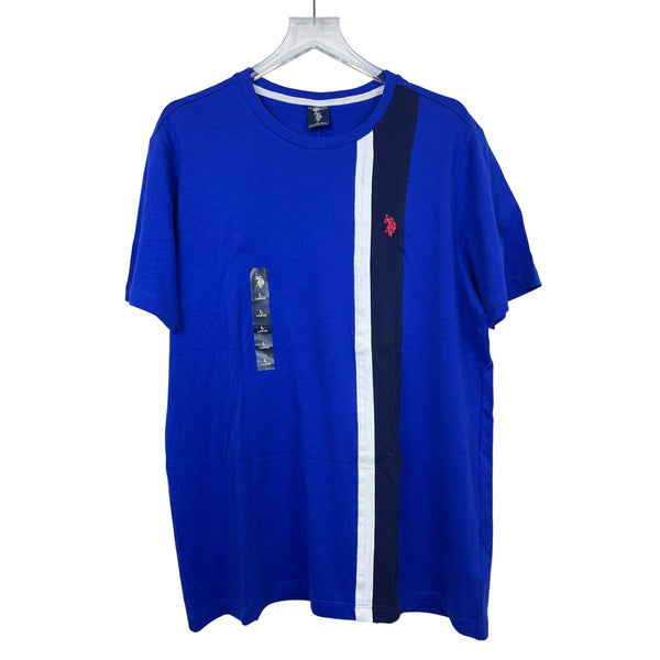U.S. Polo Assn. Mens Blue Cotton Striped Short-Sleeve Crewneck T-Shirt Size L