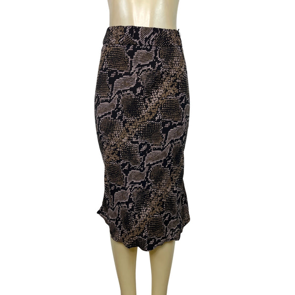 Zara TRF Collection Snake Print Midi Skirt Viscose Blend Size XS