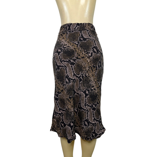 Zara TRF Collection Snake Print Midi Skirt Viscose Blend Size XS