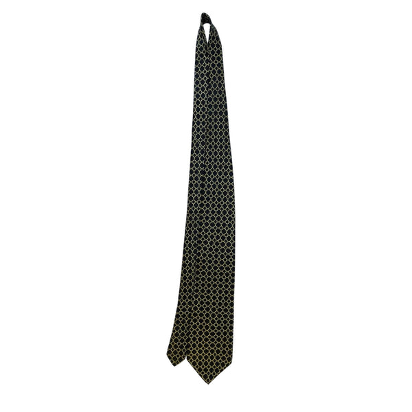Crooks & Creed Mens Navy & Gold Silk Patterned Necktie Chain Print
