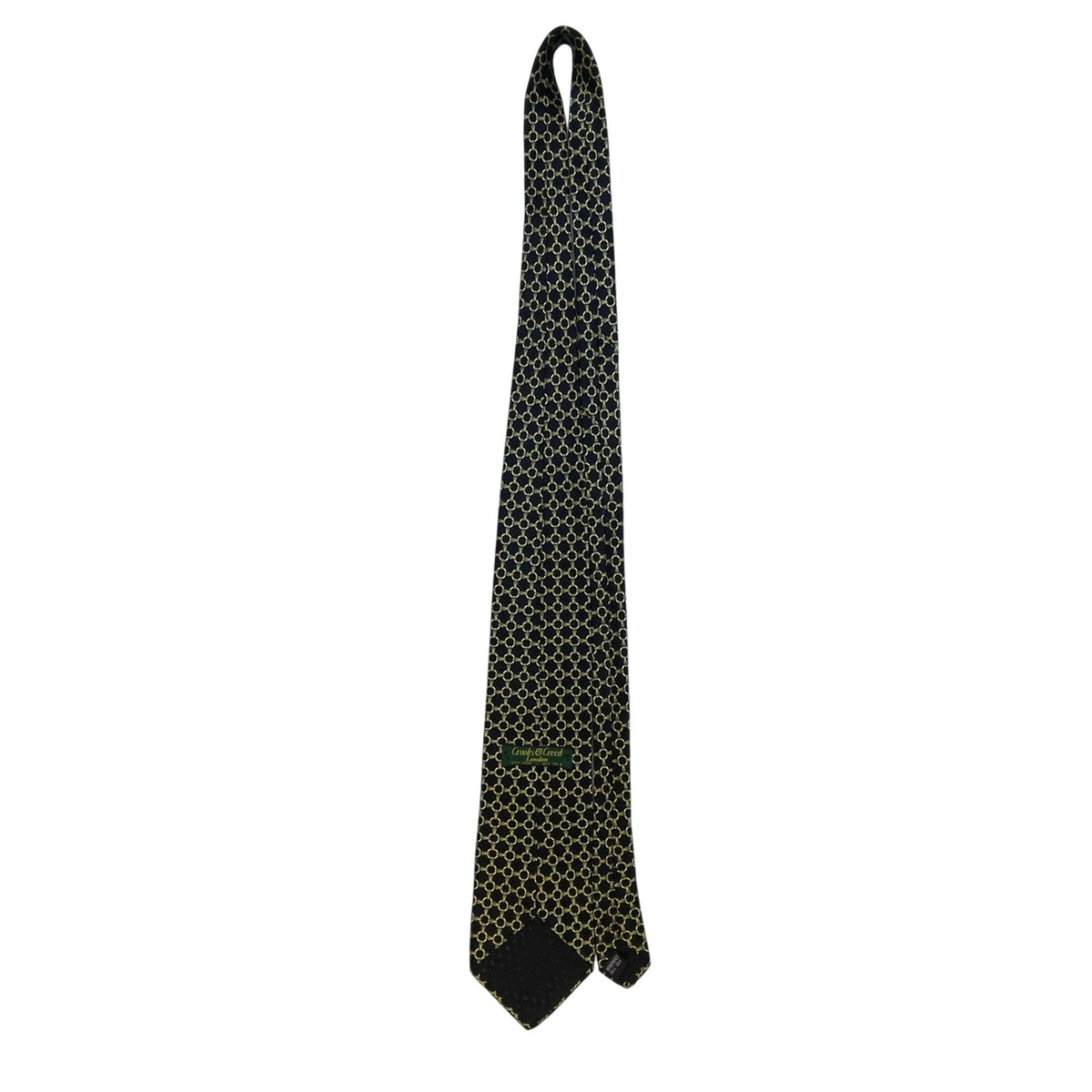 Crooks & Creed Mens Navy & Gold Silk Patterned Necktie Chain Print