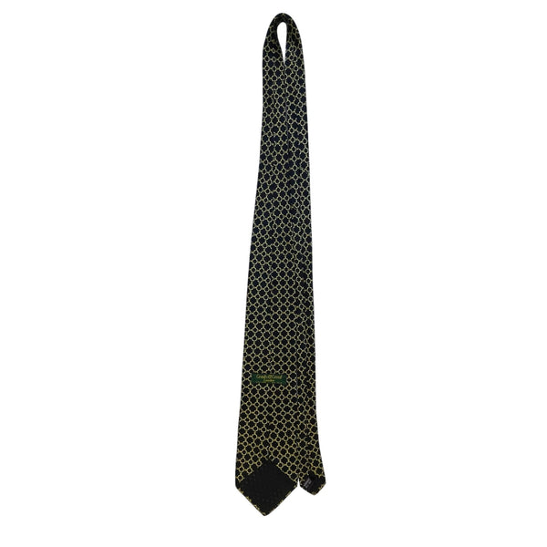 Crooks & Creed Mens Navy & Gold Silk Patterned Necktie Chain Print