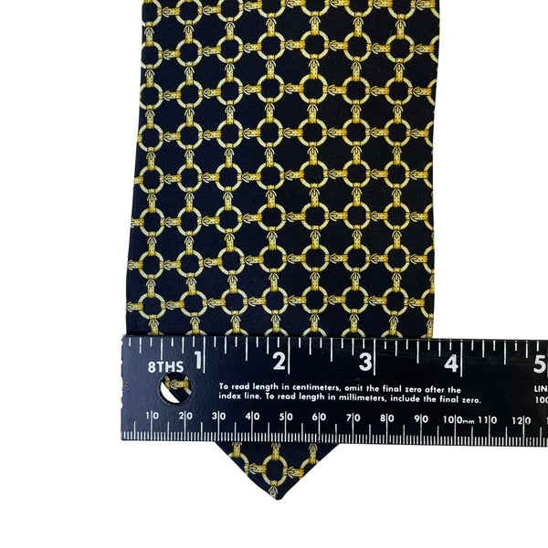 Crooks & Creed Mens Navy & Gold Silk Patterned Necktie Chain Print