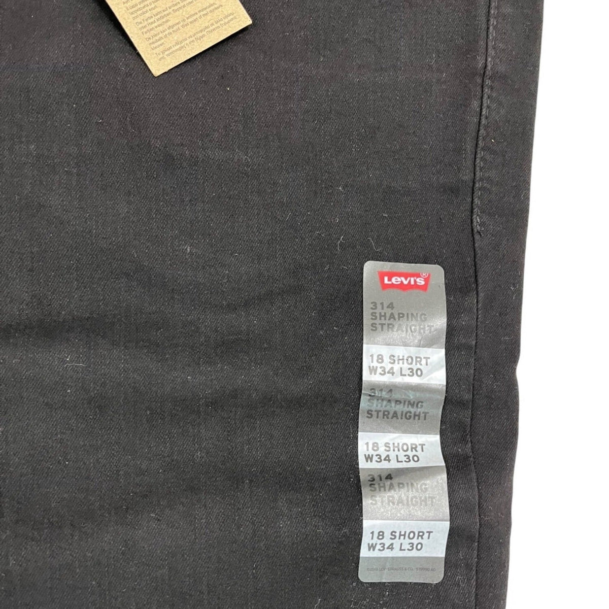 Levis Men’s 314 Shaping Straight Jeans Black High Rise Stretch Denim Size 34W/30L - New