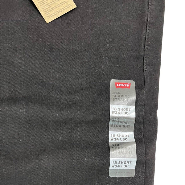 Levis Men’s 314 Shaping Straight Jeans Black High Rise Stretch Denim Size 34W/30L - New