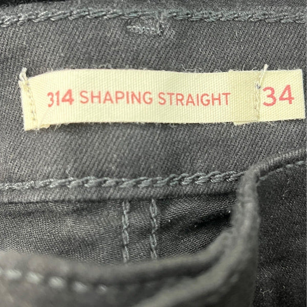 Levis Men’s 314 Shaping Straight Jeans Black High Rise Stretch Denim Size 34W/30L - New