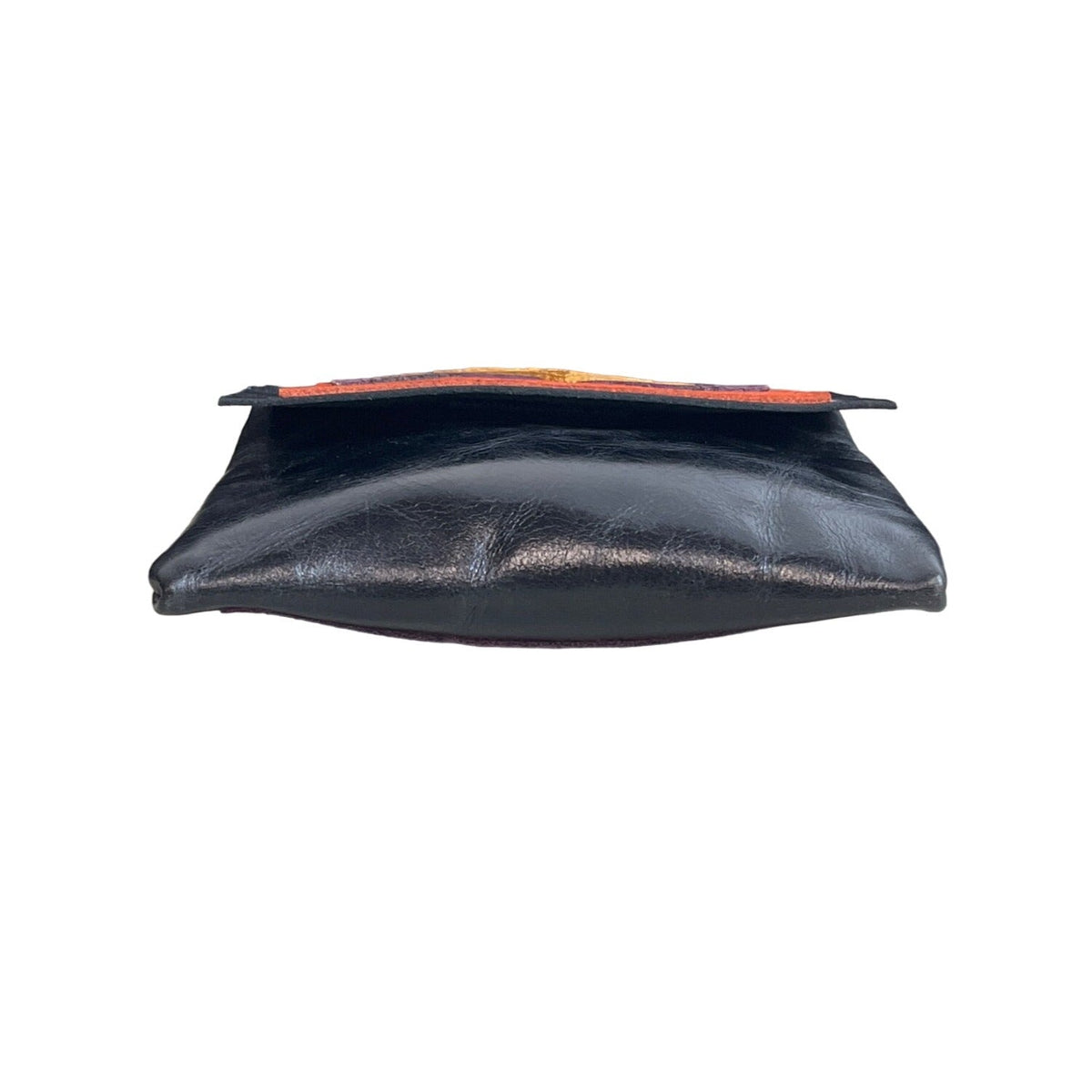 Annemarie Feld Women's Black Geometrical Pattern Leather Coin Purse Sz M