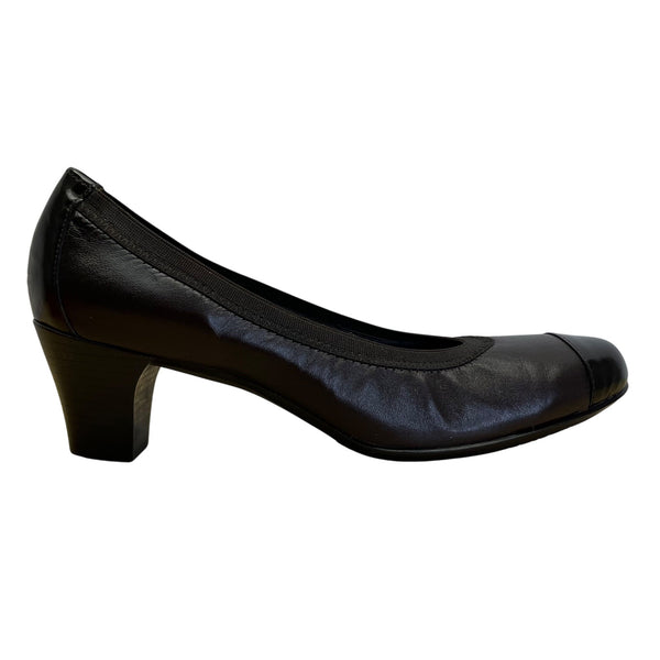 Munro American Brown Leather Patent Finish Cap Toe Slip On Pumps Size 7M - New