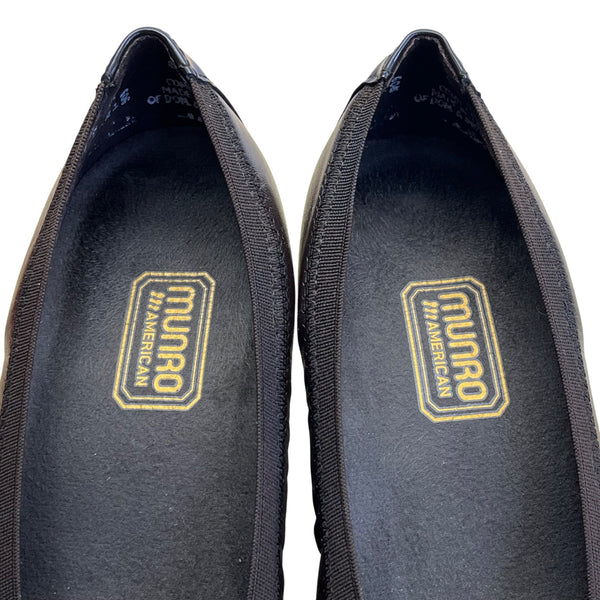 Munro American Brown Leather Patent Finish Cap Toe Slip On Pumps Size 7M - New