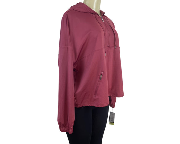 Ideology Womens Rose Pink Quarter-Zip Hooded Pullover Sz L - New
