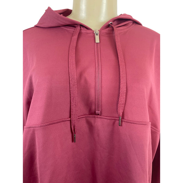 Ideology Womens Rose Pink Quarter-Zip Hooded Pullover Sz L - New
