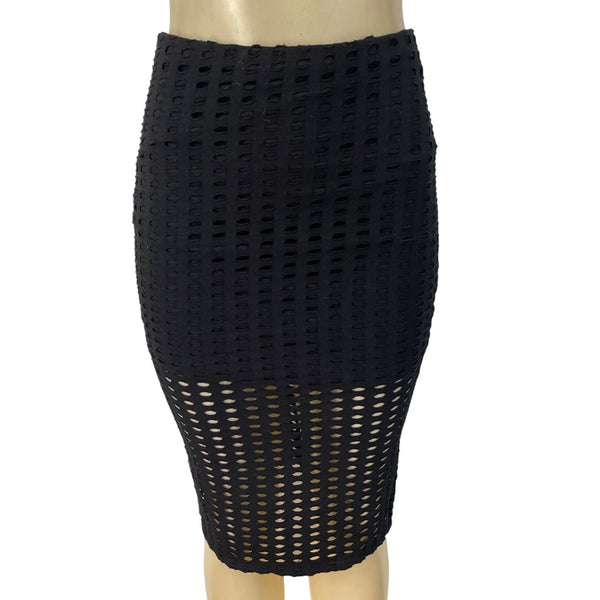 Kendall + Kylie Womens Black Perforated Pencil Skirt Size XS