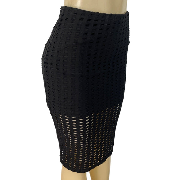 Kendall + Kylie Womens Black Perforated Pencil Skirt Size XS
