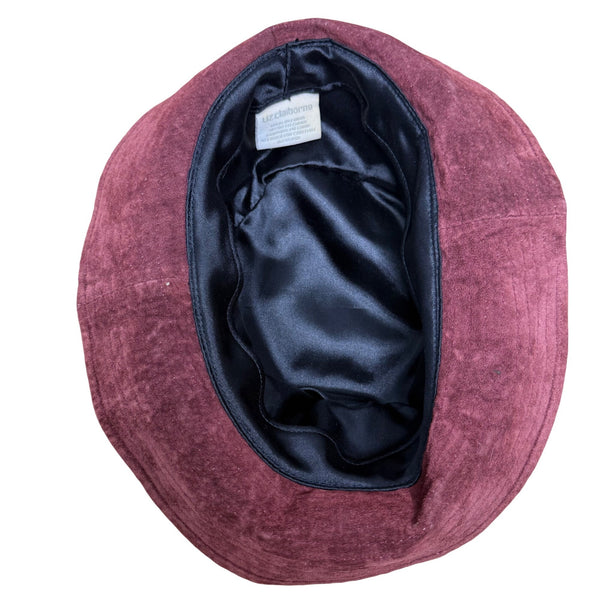 Vintage Liz Claiborne Women’s Burgundy Velvet Bucket Hat Soft Fabric Lined