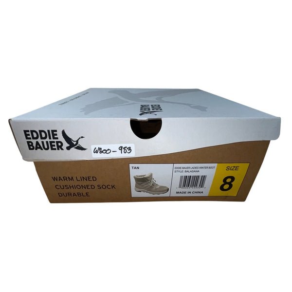 Eddie Bauer Womens Tan Faux Fur-Lined Balasana Winter Boots Size 8 - New