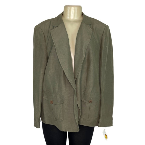 Talbots Woman Beige Blazer Jacket With Front Pockets & Button Sz 16W  New